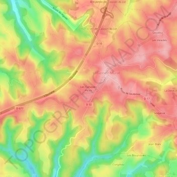 Carte topographique Les Canavals Hauts, altitude, relief