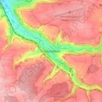 Carte topographique Oberstetten, altitude, relief
