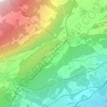 Carte topographique Montezillon, altitude, relief