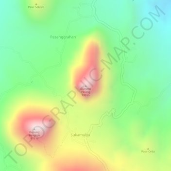 Carte topographique Gunung Parang, altitude, relief
