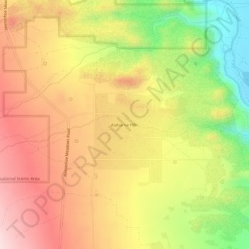 Carte topographique Alabama Hills, altitude, relief