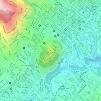 Carte topographique Estatua Virgen del Panecillo, altitude, relief