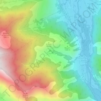 Carte topographique Jou, altitude, relief