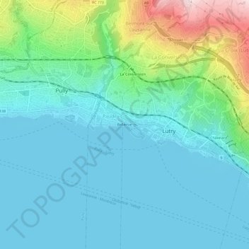 Carte topographique Bellerive, altitude, relief