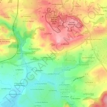 Carte topographique Le Fossé, altitude, relief