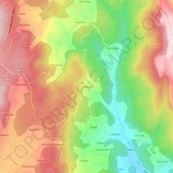 Carte topographique Verduga, altitude, relief