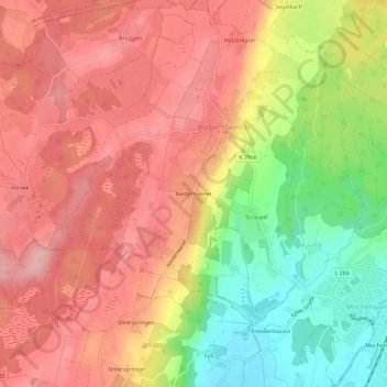 Carte topographique Niedersweiler, altitude, relief