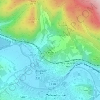 Carte topographique Rabensberg, altitude, relief