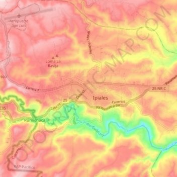 Carte topographique Ipiales, altitude, relief
