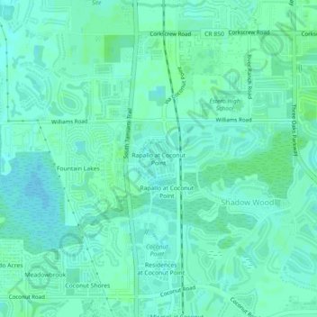 Carte topographique Rapallo at Coconut Point, altitude, relief