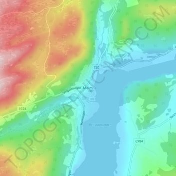 Carte topographique Malm, altitude, relief