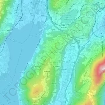Carte topographique Montagnola, altitude, relief