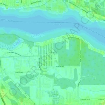 Carte topographique Sandy Beach, altitude, relief