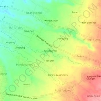 Carte topographique Karangjambe, altitude, relief