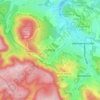 Carte topographique Schling, altitude, relief