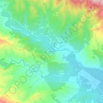 Carte topographique Zorrilla, altitude, relief