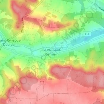 Carte topographique Le Val-Saint-Germain, altitude, relief