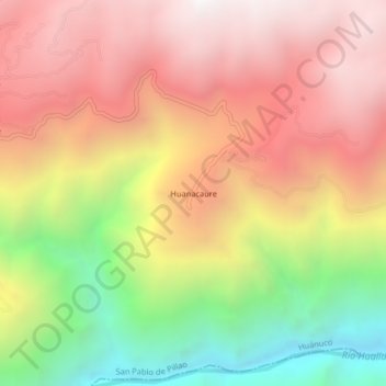 Carte topographique Huanacaure, altitude, relief