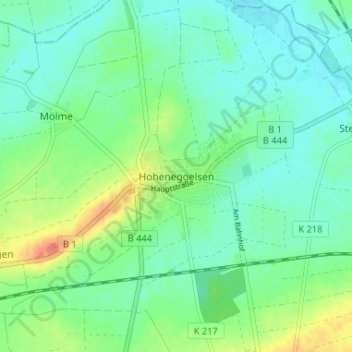 Carte topographique Hoheneggelsen, altitude, relief