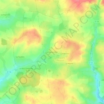 Carte topographique La Boulanchère, altitude, relief