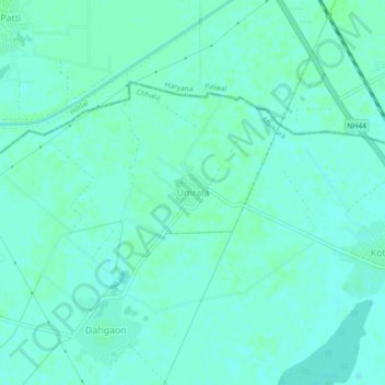 Carte topographique Umrala, altitude, relief