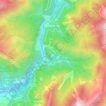 Carte topographique Duranus, altitude, relief