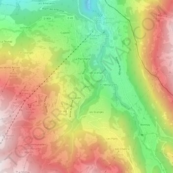 Carte topographique Orsin, altitude, relief