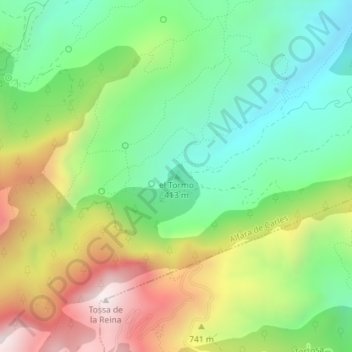 Carte topographique el Tormo, altitude, relief