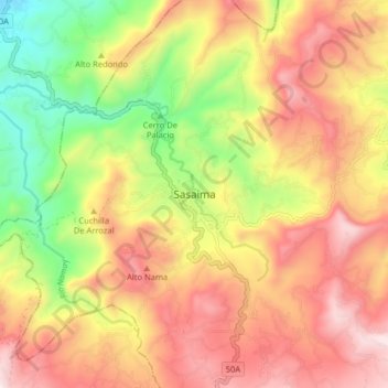 Carte topographique Sasaima, altitude, relief