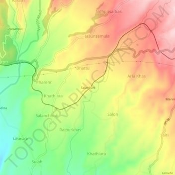 Carte topographique Salanbari, altitude, relief