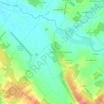 Carte topographique Lavaud, altitude, relief
