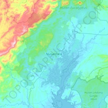 Carte topographique Nusantara, altitude, relief