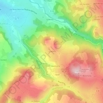 Carte topographique Le Mont, altitude, relief