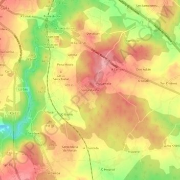 Carte topographique Santa Mariña, altitude, relief