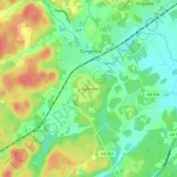 Carte topographique Lillgården, altitude, relief