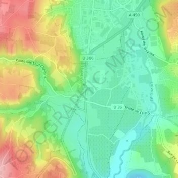 Carte topographique Les Sept Chemins, altitude, relief