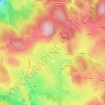 Carte topographique Creux du Balay, altitude, relief