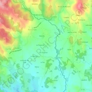 Carte topographique Ferluc, altitude, relief