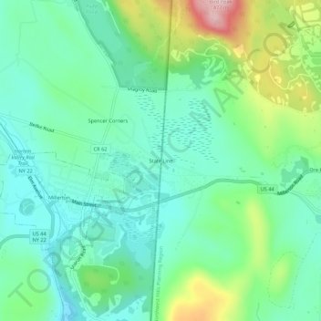 Carte topographique State Line, altitude, relief