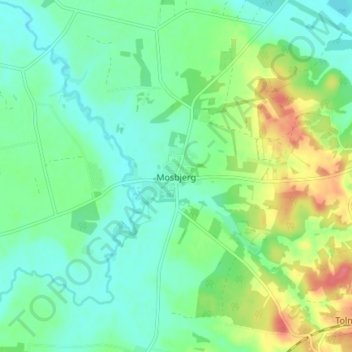 Carte topographique Mosbjerg, altitude, relief
