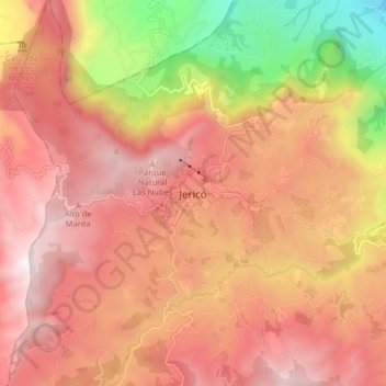 Carte topographique Jericó, altitude, relief