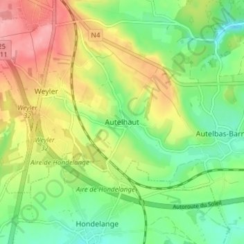 Carte topographique Autelhaut, altitude, relief