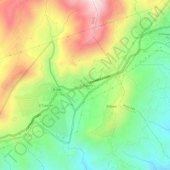 Carte topographique El Bujeo, altitude, relief