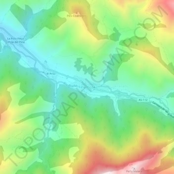 Carte topographique Felechosa, altitude, relief