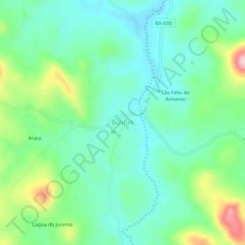 Carte topographique Bonfim, altitude, relief