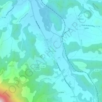 Carte topographique Recoubeau, altitude, relief
