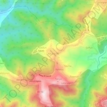 Carte topographique Aït Sidi Ali, altitude, relief