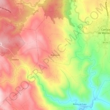Carte topographique Redondelo, altitude, relief