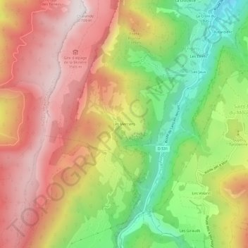 Carte topographique Les Merciers, altitude, relief