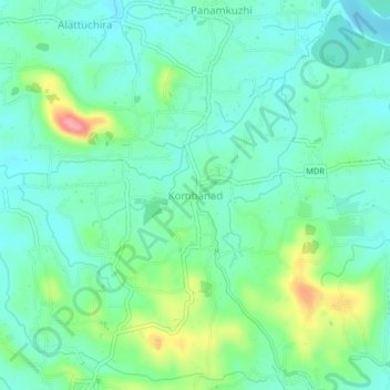 Carte topographique Kombanad, altitude, relief
